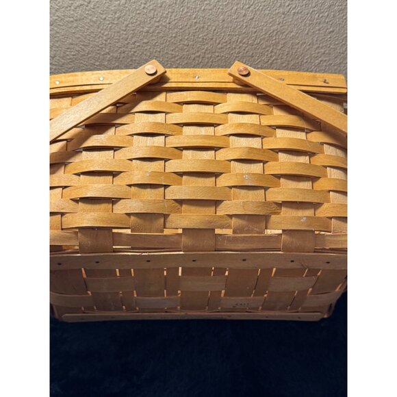 Longaberger Basket 1999 Hand Woven Classic Basket Double Swing Handles  8"Tall - Picture 5 of 8